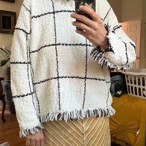 By Malene Birger Cream Sweater with Black Trim